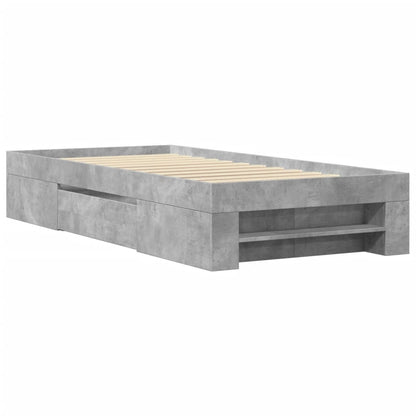 vidaXL Bed Frame without Mattress Concrete Grey 90x190cm Engineered Wood