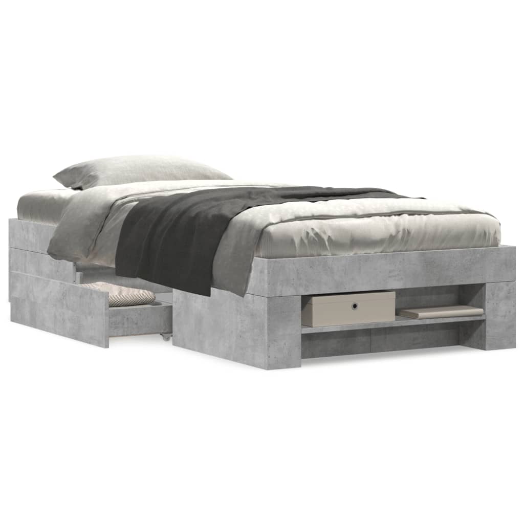 vidaXL Bed Frame without Mattress Concrete Grey 90x190cm Engineered Wood