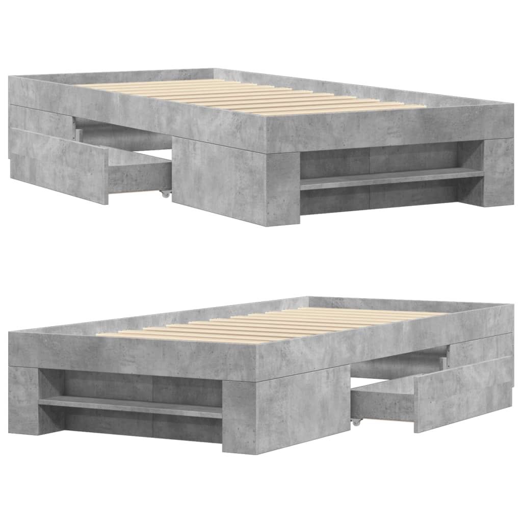 vidaXL Bed Frame without Mattress Concrete Grey 90x190cm Engineered Wood