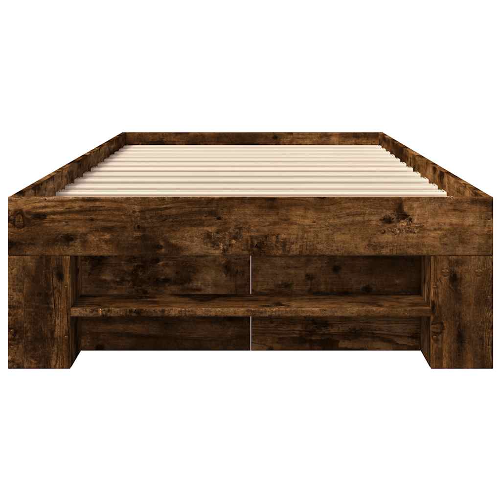 vidaXL Bed Frame without Mattress Smoked Oak 90x190 cm Single Engineered Wood