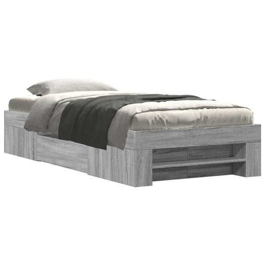 vidaXL Bed Frame without Mattress Grey Sonoma 90x190 cm Single Engineered Wood