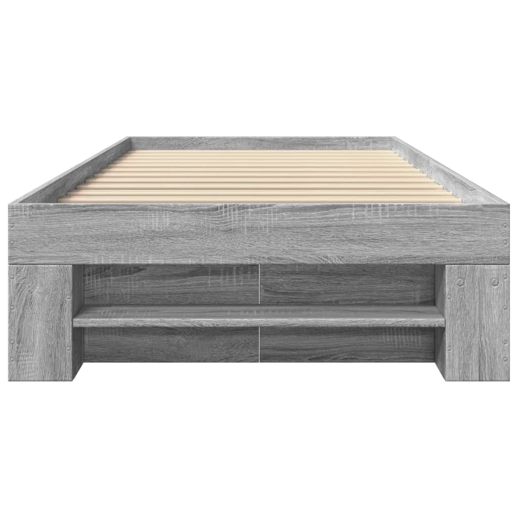 vidaXL Bed Frame without Mattress Grey Sonoma 90x190 cm Single Engineered Wood