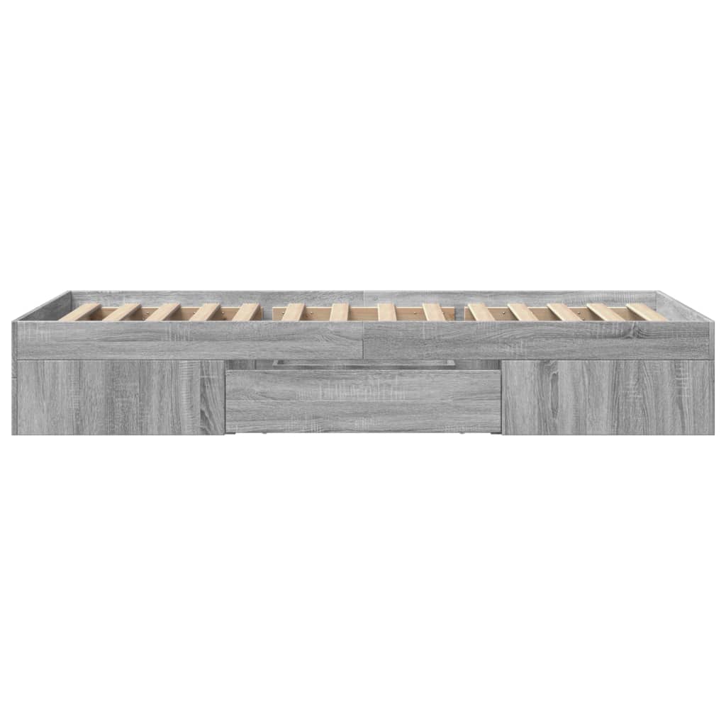 vidaXL Bed Frame without Mattress Grey Sonoma 90x190 cm Single Engineered Wood
