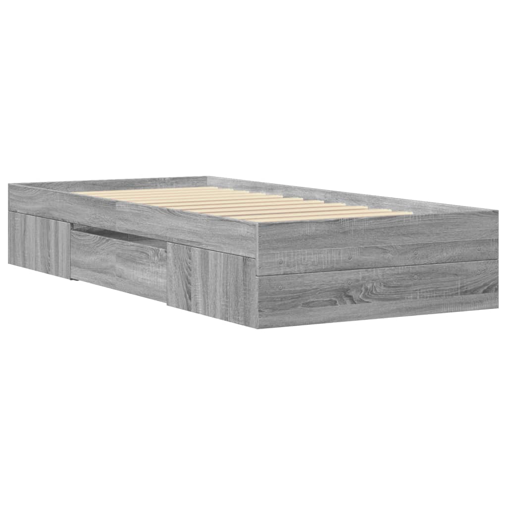 vidaXL Bed Frame without Mattress Grey Sonoma 90x190 cm Single Engineered Wood