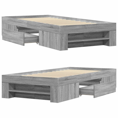 vidaXL Bed Frame without Mattress Grey Sonoma 90x190 cm Single Engineered Wood