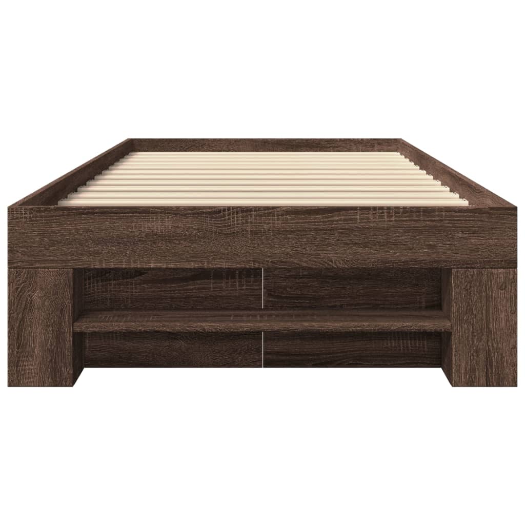 vidaXL Bed Frame without Mattress Brown Oak 90x190 cm Single Engineered Wood
