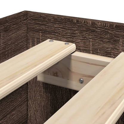 vidaXL Bed Frame without Mattress Brown Oak 90x190 cm Single Engineered Wood