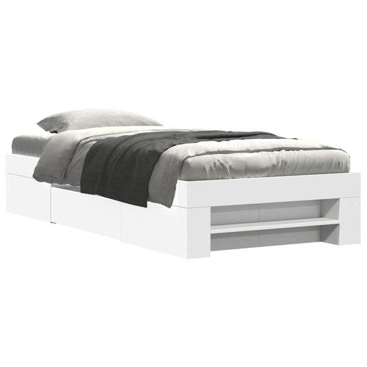 vidaXL Bed Frame without Mattress White 75x190 cm Small Single Engineered Wood