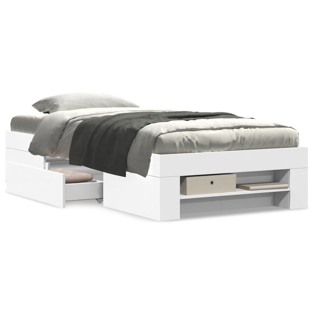 vidaXL Bed Frame without Mattress White 75x190 cm Small Single Engineered Wood