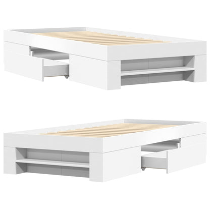 vidaXL Bed Frame without Mattress White 75x190 cm Small Single Engineered Wood