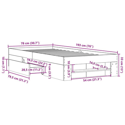 vidaXL Bed Frame without Mattress White 75x190 cm Small Single Engineered Wood