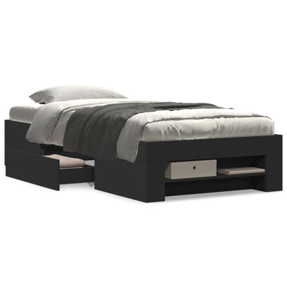 vidaXL Bed Frame without Mattress Black 75x190 cm Small Single Engineered Wood