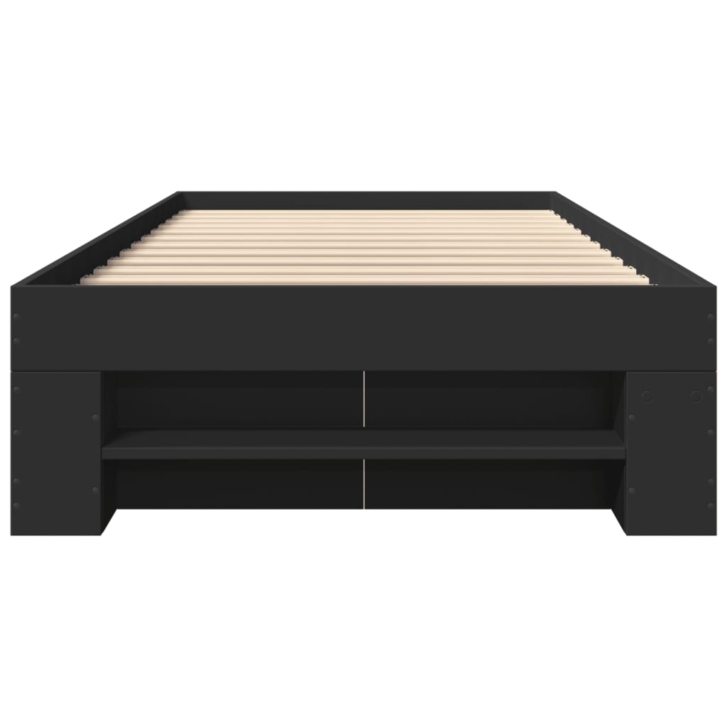 vidaXL Bed Frame without Mattress Black 75x190 cm Small Single Engineered Wood