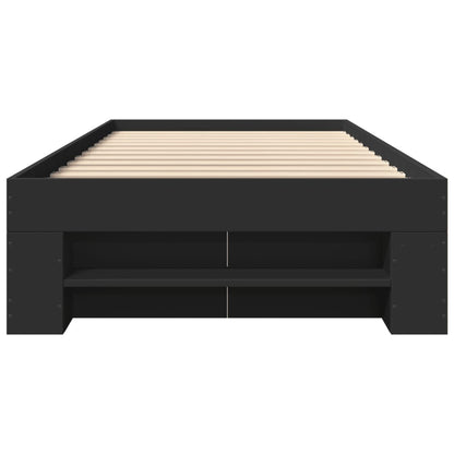 vidaXL Bed Frame without Mattress Black 75x190 cm Small Single Engineered Wood