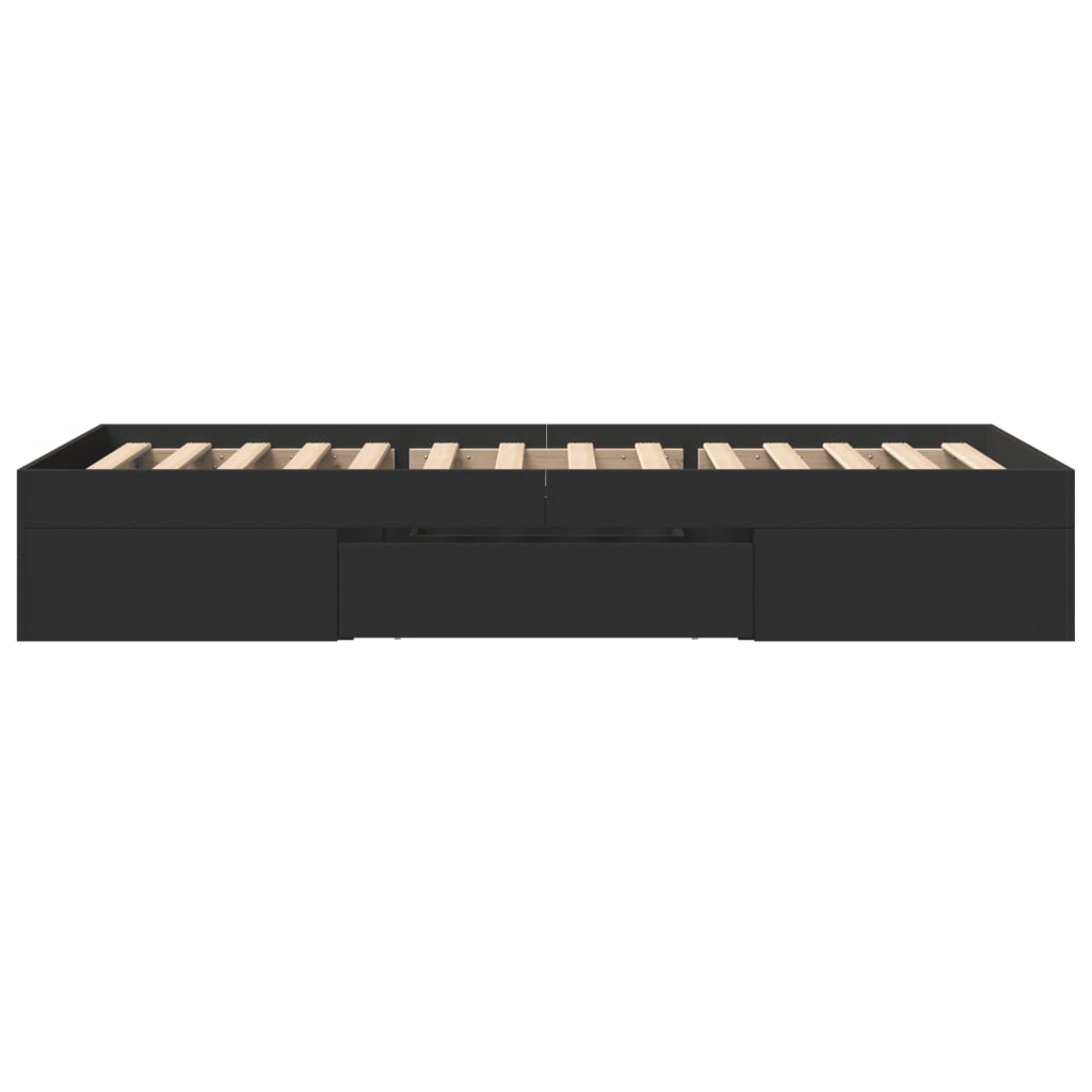 vidaXL Bed Frame without Mattress Black 75x190 cm Small Single Engineered Wood