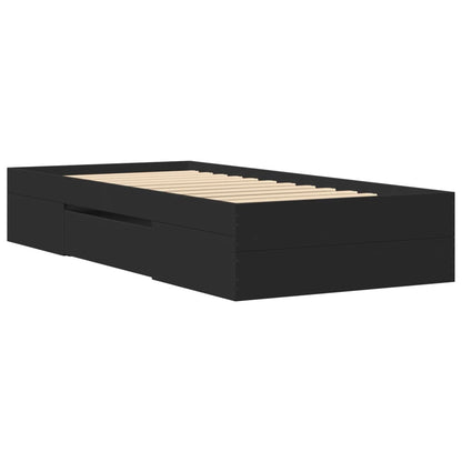 vidaXL Bed Frame without Mattress Black 75x190 cm Small Single Engineered Wood