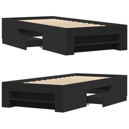 vidaXL Bed Frame without Mattress Black 75x190 cm Small Single Engineered Wood