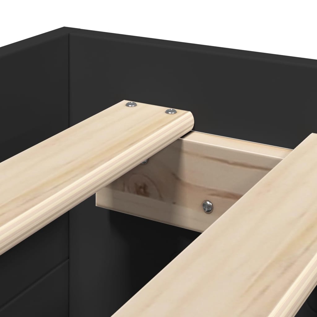 vidaXL Bed Frame without Mattress Black 75x190 cm Small Single Engineered Wood