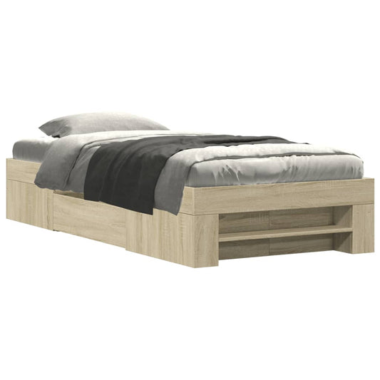vidaXL Bed Frame without Mattress Sonoma Oak 75x190 cm Small Single Engineered Wood