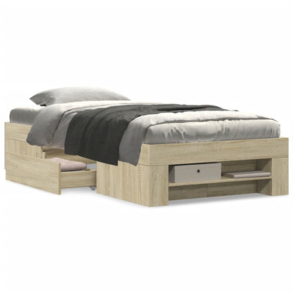 vidaXL Bed Frame without Mattress Sonoma Oak 75x190 cm Small Single Engineered Wood