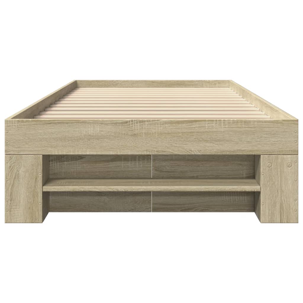 vidaXL Bed Frame without Mattress Sonoma Oak 75x190 cm Small Single Engineered Wood