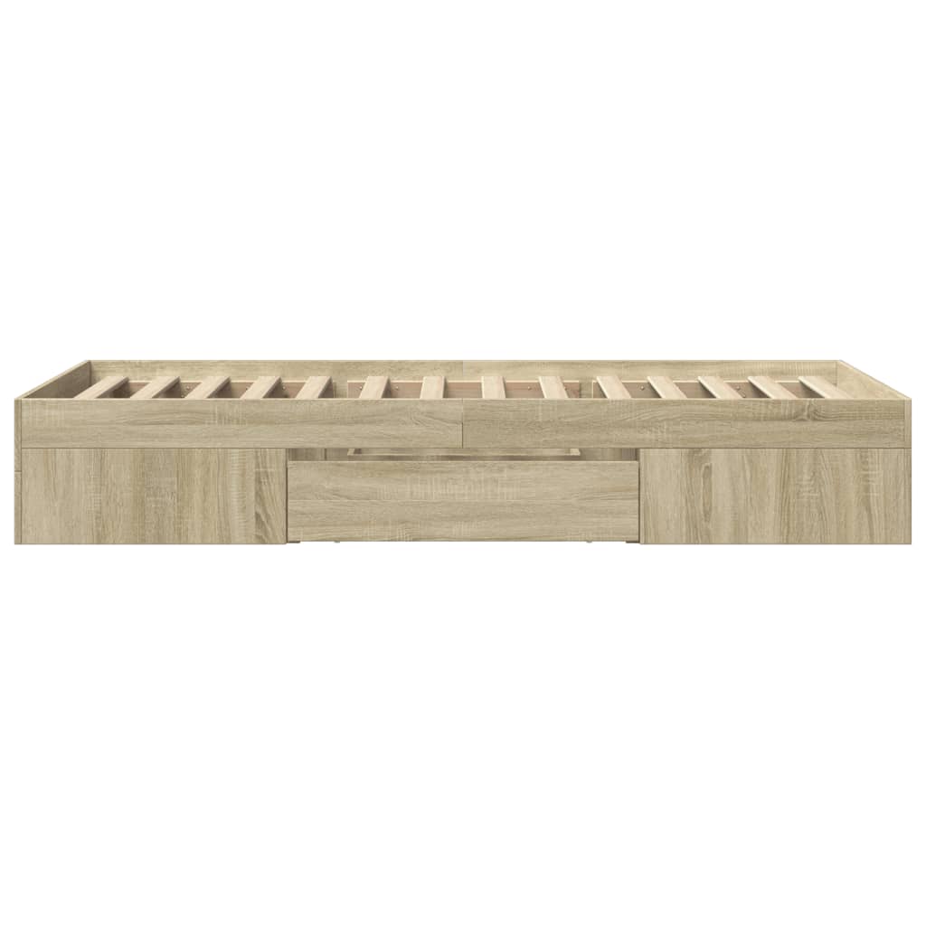 vidaXL Bed Frame without Mattress Sonoma Oak 75x190 cm Small Single Engineered Wood