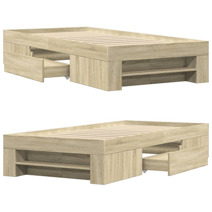 vidaXL Bed Frame without Mattress Sonoma Oak 75x190 cm Small Single Engineered Wood