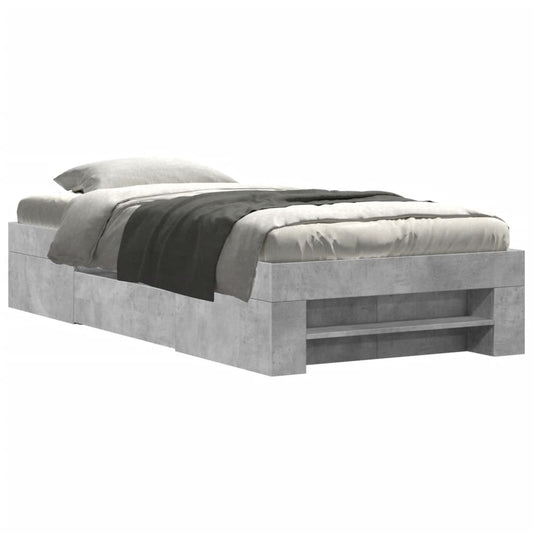 vidaXL Bed Frame without Mattress Concrete Grey 75x190cm Engineered Wood