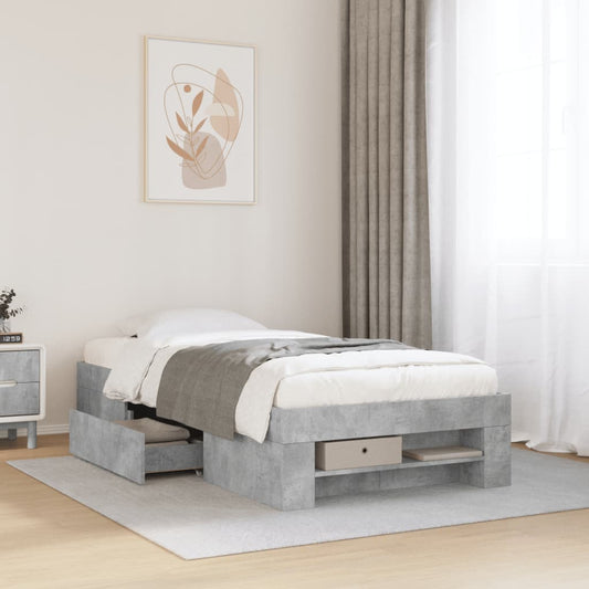 vidaXL Bed Frame without Mattress Concrete Grey 75x190cm Engineered Wood