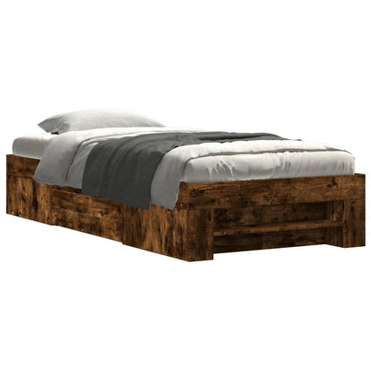 vidaXL Bed Frame without Mattress Smoked Oak 75x190 cm Small Single Engineered Wood
