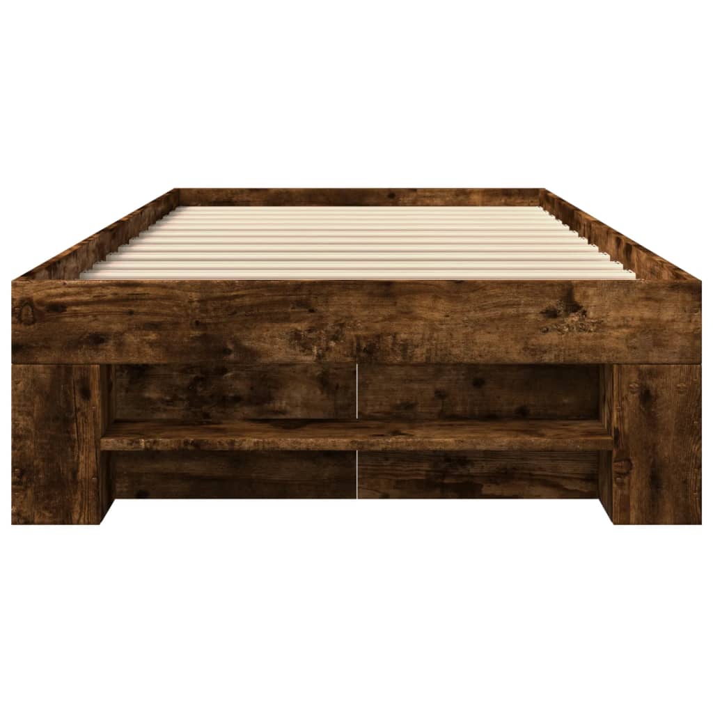 vidaXL Bed Frame without Mattress Smoked Oak 75x190 cm Small Single Engineered Wood