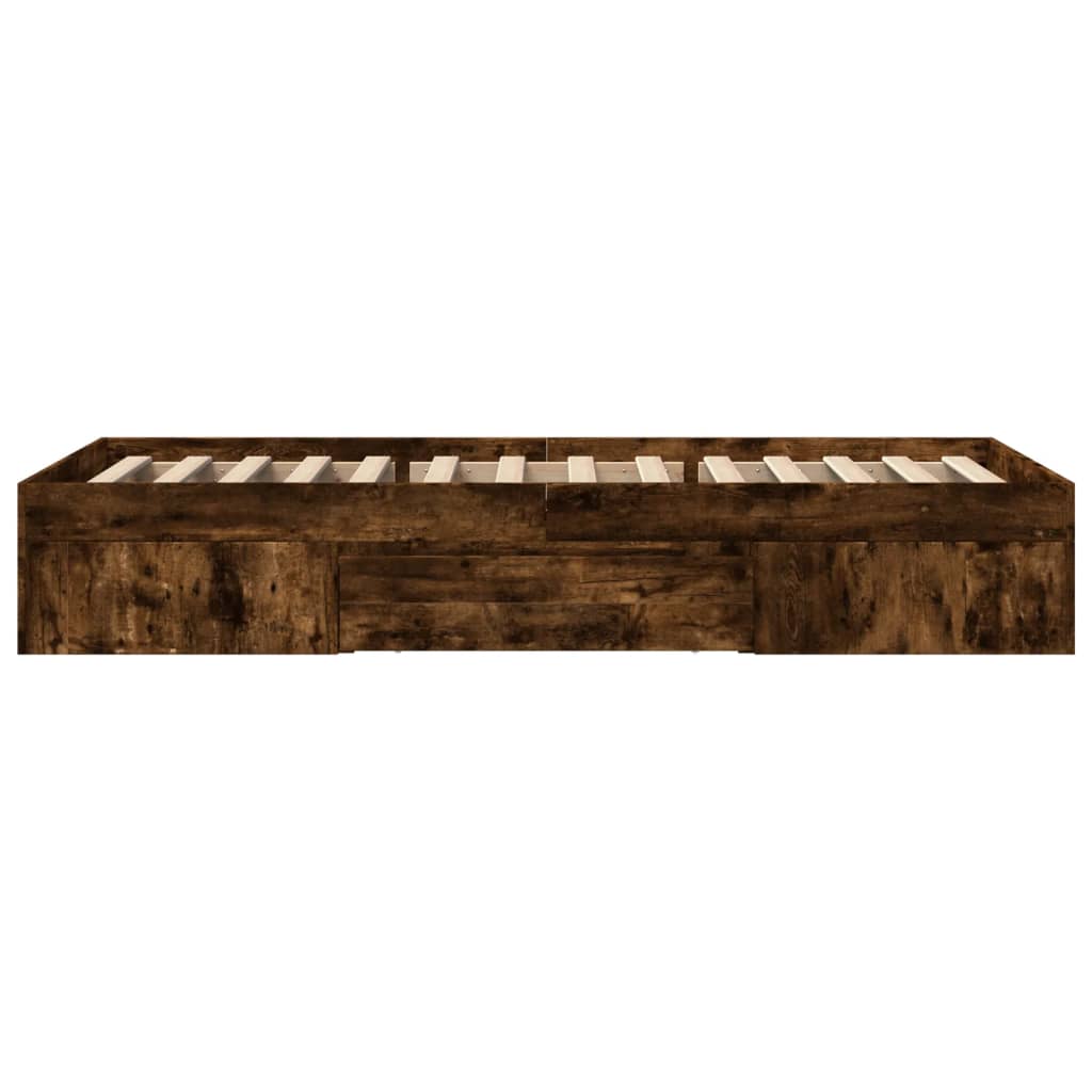 vidaXL Bed Frame without Mattress Smoked Oak 75x190 cm Small Single Engineered Wood