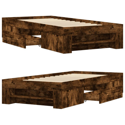 vidaXL Bed Frame without Mattress Smoked Oak 75x190 cm Small Single Engineered Wood