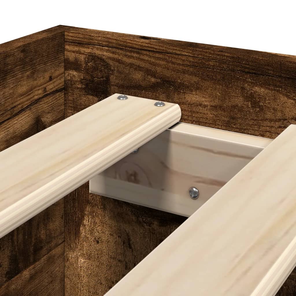 vidaXL Bed Frame without Mattress Smoked Oak 75x190 cm Small Single Engineered Wood