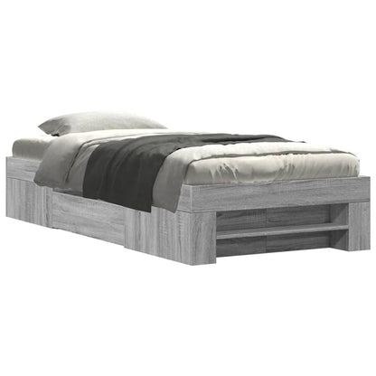 vidaXL Bed Frame without Mattress Grey Sonoma 75x190 cm Small Single Engineered Wood
