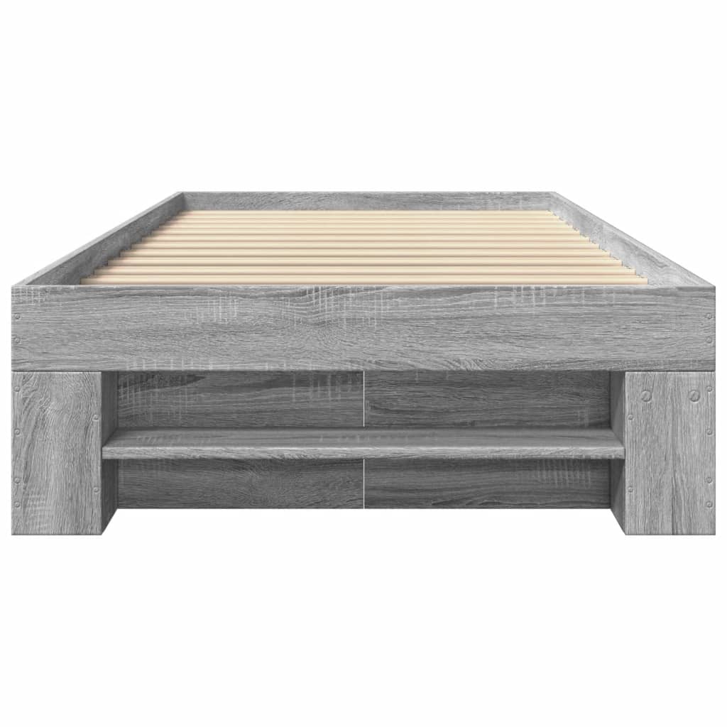 vidaXL Bed Frame without Mattress Grey Sonoma 75x190 cm Small Single Engineered Wood