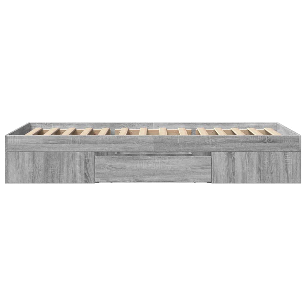 vidaXL Bed Frame without Mattress Grey Sonoma 75x190 cm Small Single Engineered Wood