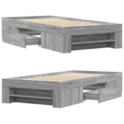 vidaXL Bed Frame without Mattress Grey Sonoma 75x190 cm Small Single Engineered Wood