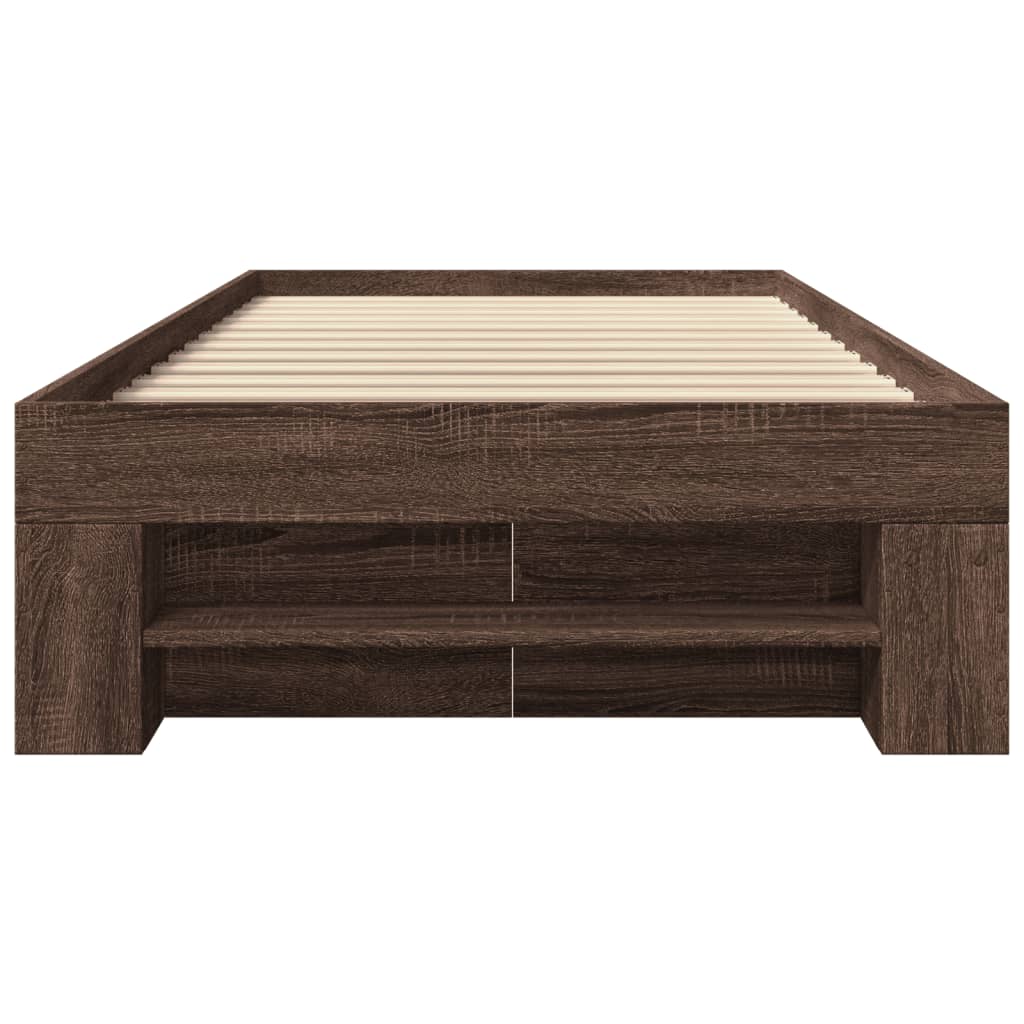vidaXL Bed Frame without Mattress Brown Oak 75x190 cm Small Single Engineered Wood