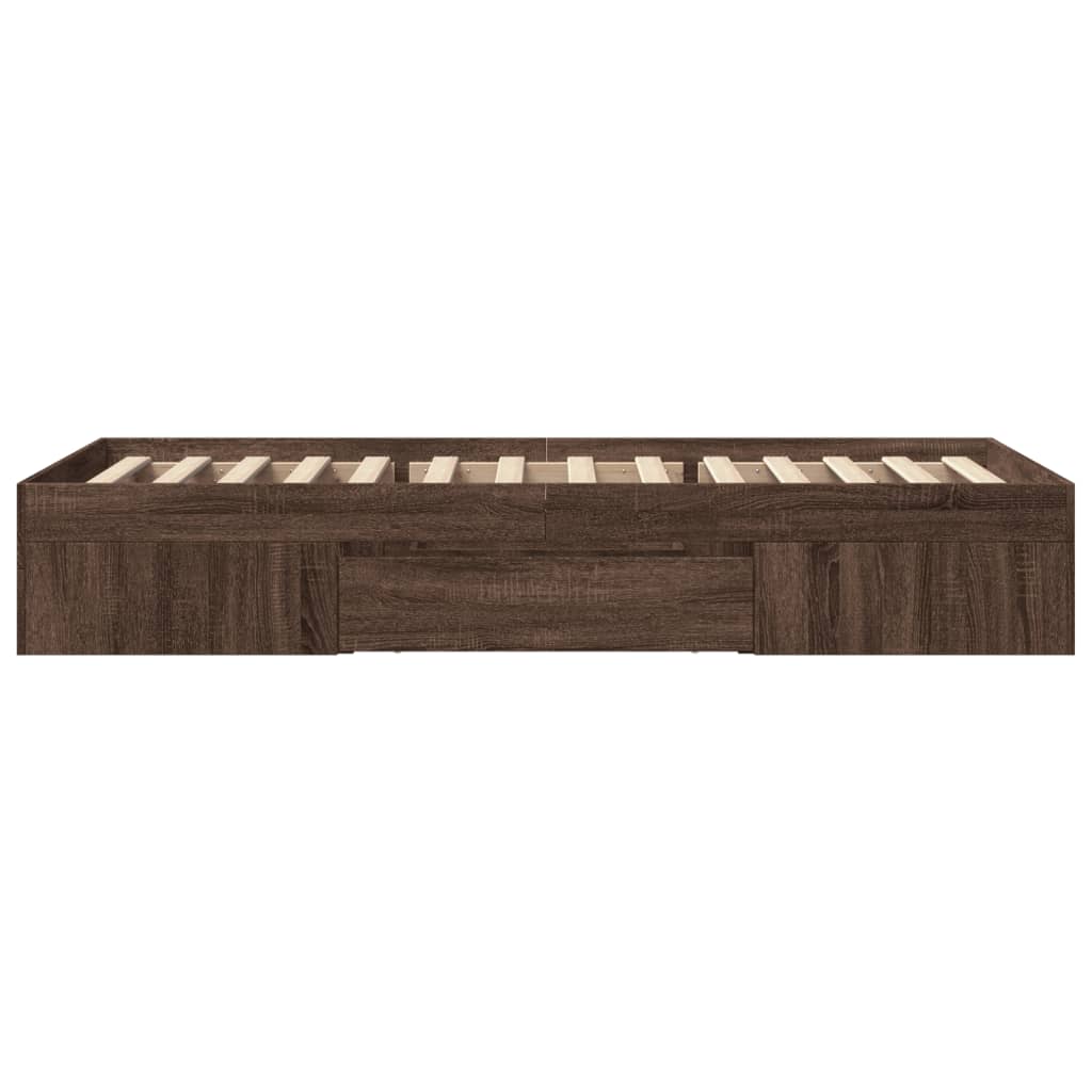 vidaXL Bed Frame without Mattress Brown Oak 75x190 cm Small Single Engineered Wood