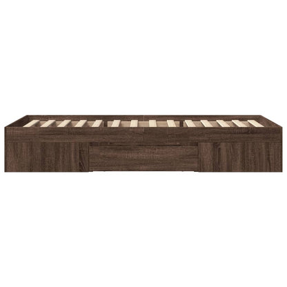 vidaXL Bed Frame without Mattress Brown Oak 75x190 cm Small Single Engineered Wood