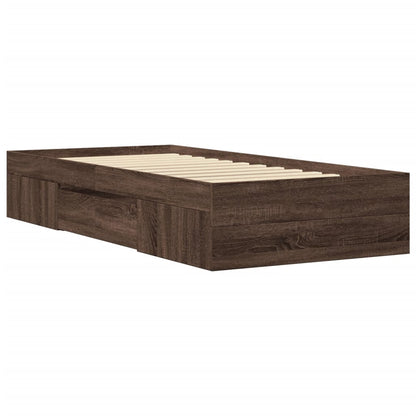 vidaXL Bed Frame without Mattress Brown Oak 75x190 cm Small Single Engineered Wood