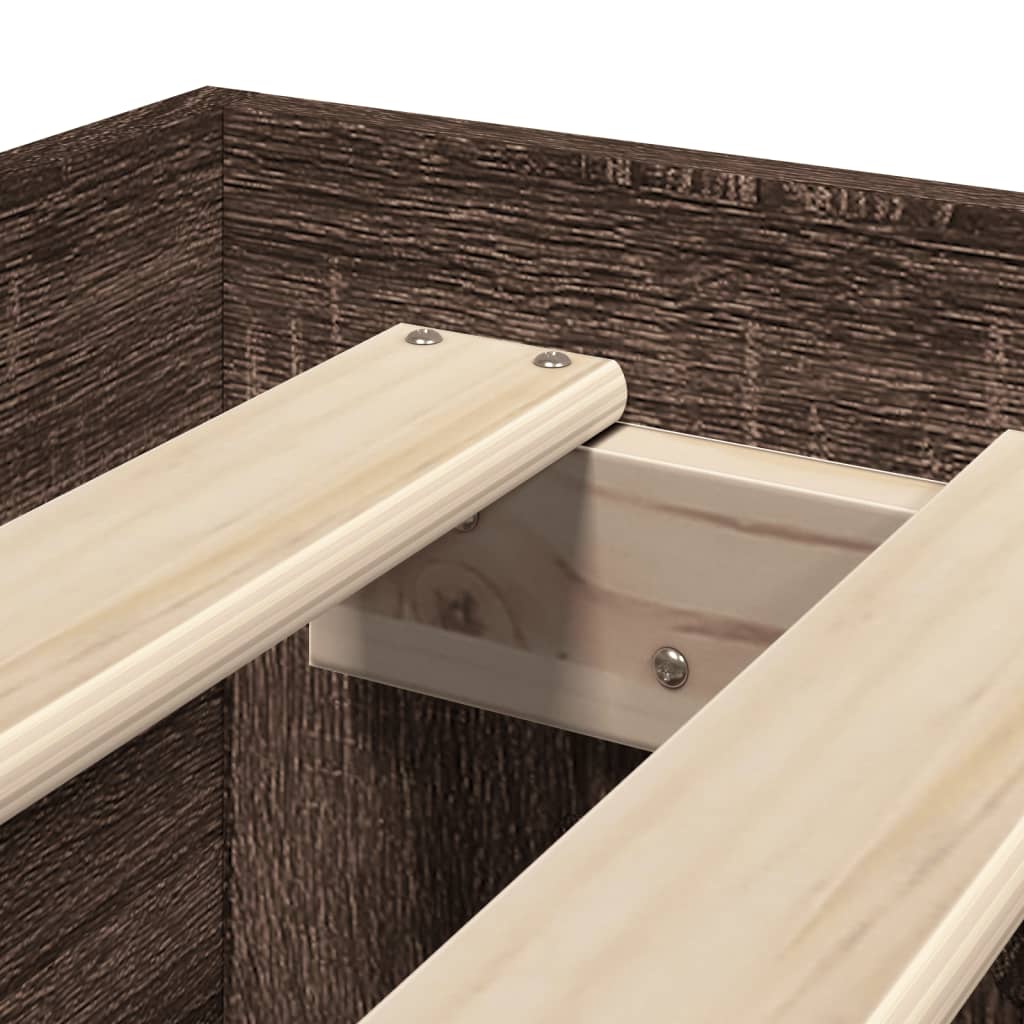 vidaXL Bed Frame without Mattress Brown Oak 75x190 cm Small Single Engineered Wood