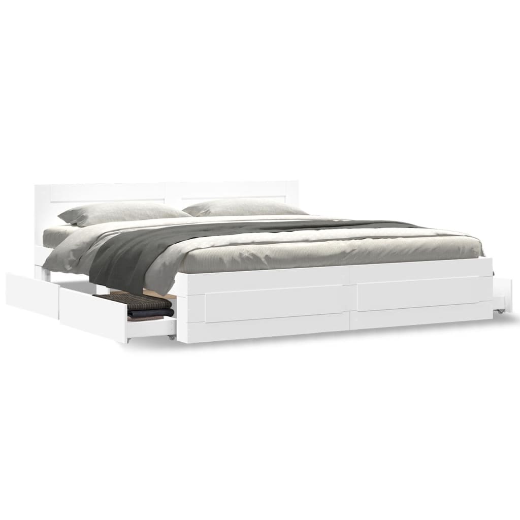 vidaXL Bed Frame with Headboard without Mattress White 200x200 cm