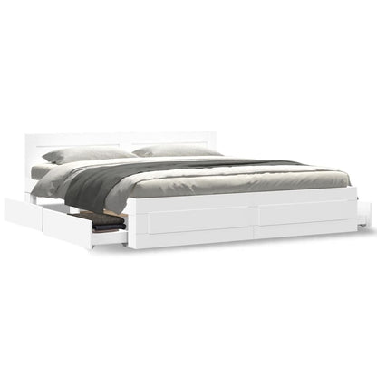 vidaXL Bed Frame with Headboard without Mattress White 200x200 cm