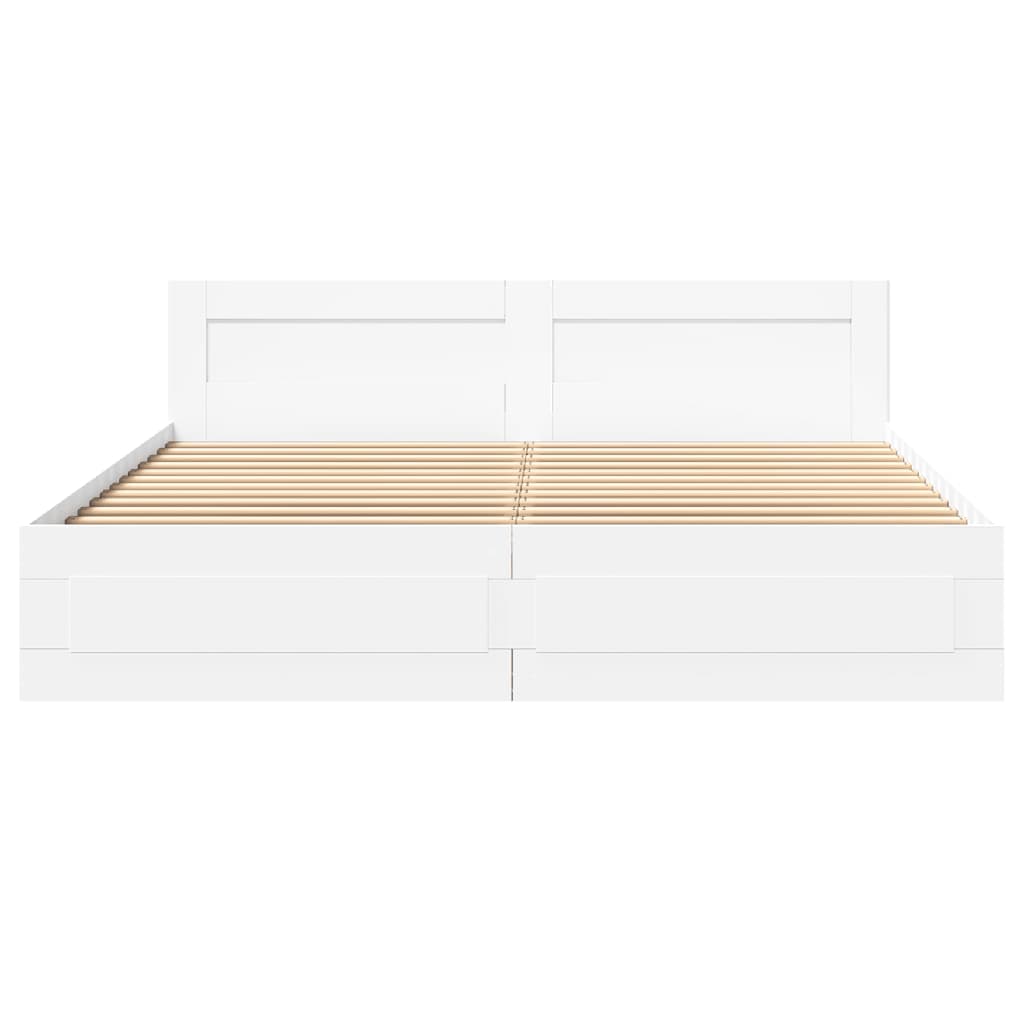 vidaXL Bed Frame with Headboard without Mattress White 200x200 cm