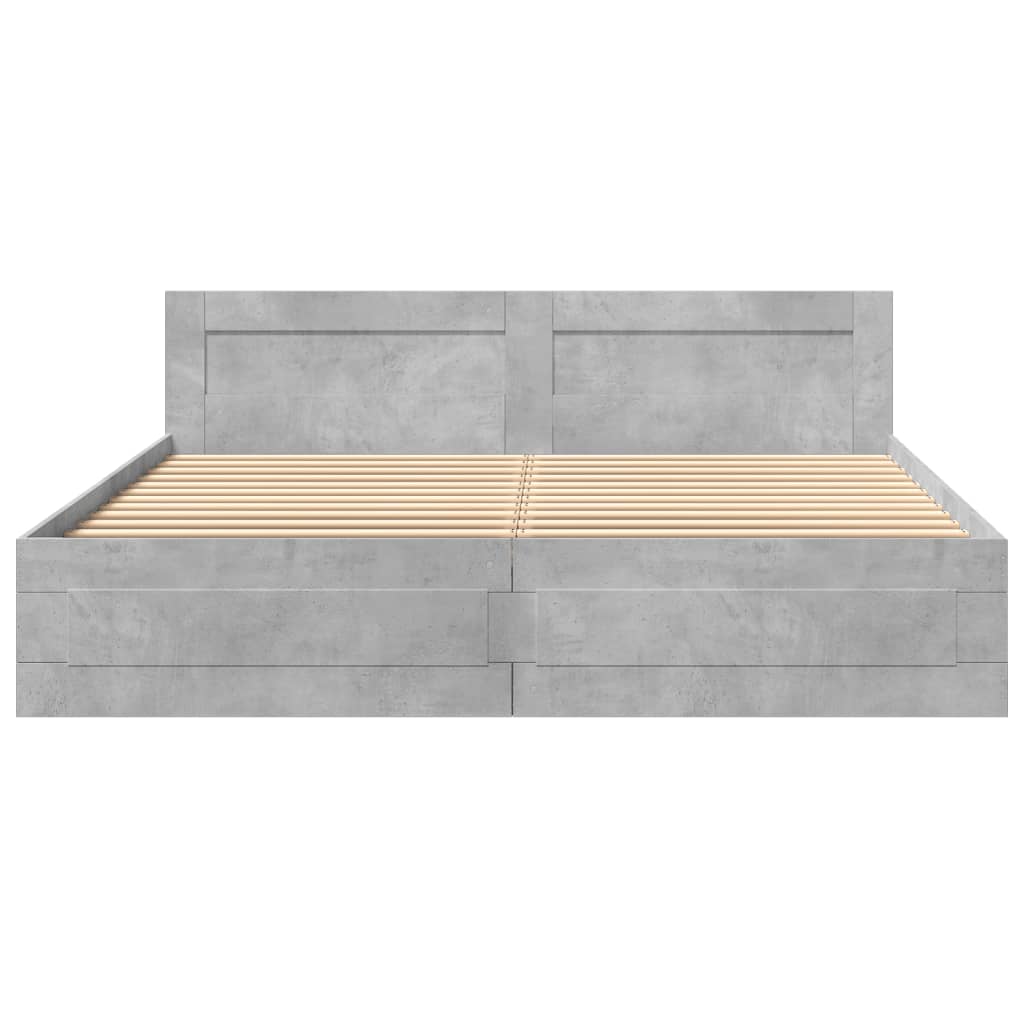 vidaXL Bed Frame with Headboard without Mattress Concrete Grey 200x200 cm