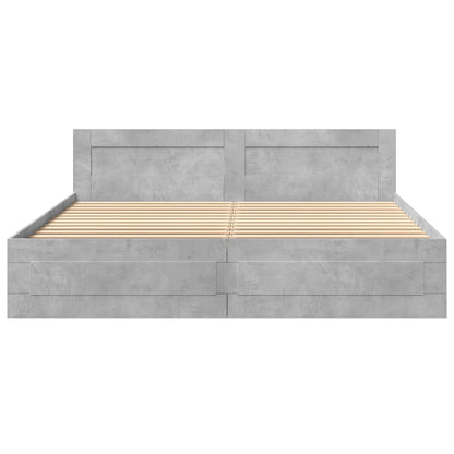 vidaXL Bed Frame with Headboard without Mattress Concrete Grey 200x200 cm