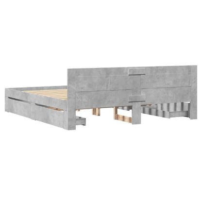 vidaXL Bed Frame with Headboard without Mattress Concrete Grey 200x200 cm