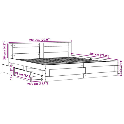 vidaXL Bed Frame with Headboard without Mattress Concrete Grey 200x200 cm